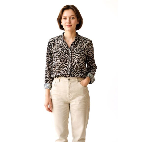 Laura Ashley Burnout Velvet Silk Blend Blouse Size 6 Flip Cuffs Goth Y2K - Picture 1 of 11